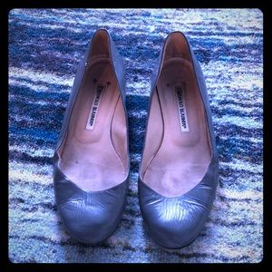 Manolo Blahnik Grey Flats